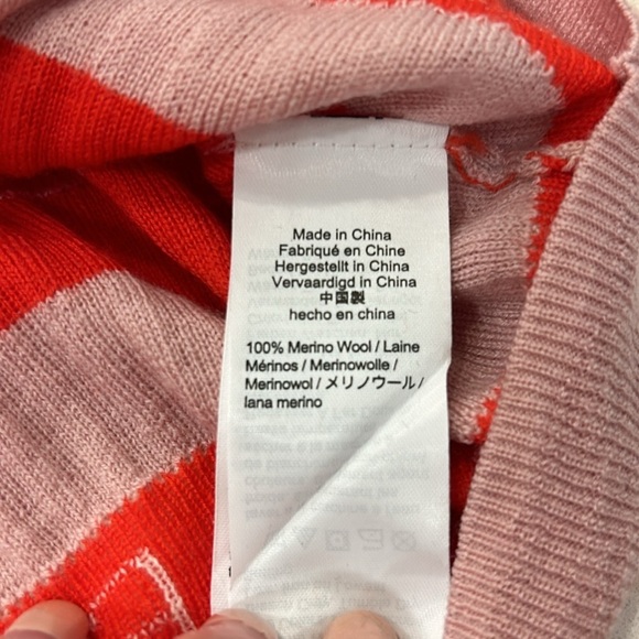 J. Crew Women’s Size XL Red Cream Pink Striped Margot Apres Ski Ribbed Sweater - Picture 11 of 12